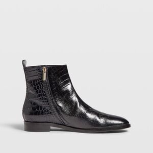 Club Monaco Mock Croc Chelsea Boot in black ankle bootie leather